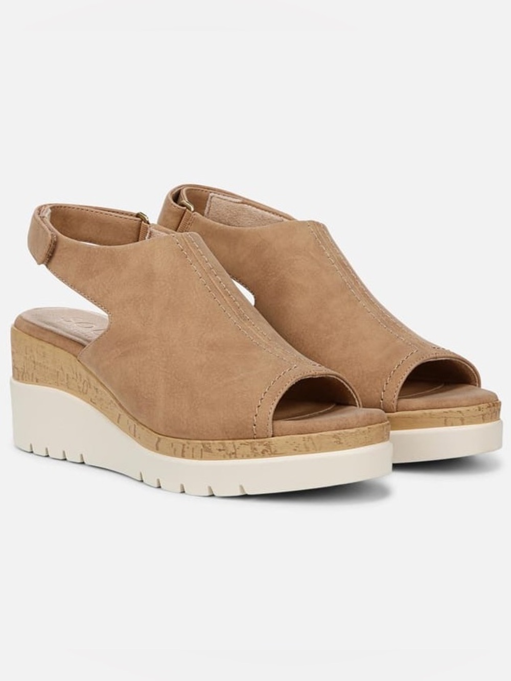 Soul Naturalizer Giselle Slingback Wedge Sandals - Birchwood Brown Faux Nubuck